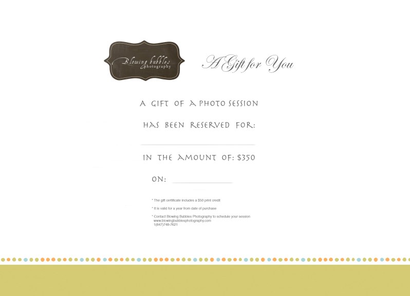 gift certificate - session